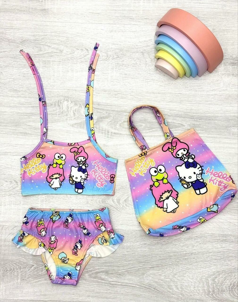 Hello Kittiy & Melodiyy Baskılı 3 Parca Kız Çocuk Bikini Takımı 576