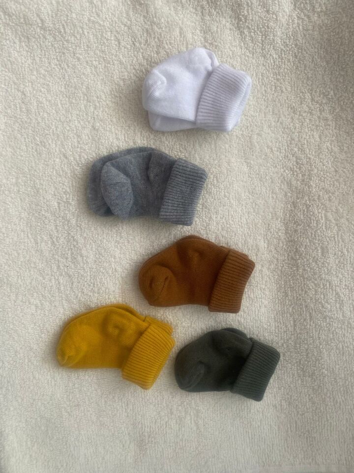 Erkek Kız Bebe Yenidoğan Kutulu 5'li Çorap 1308K