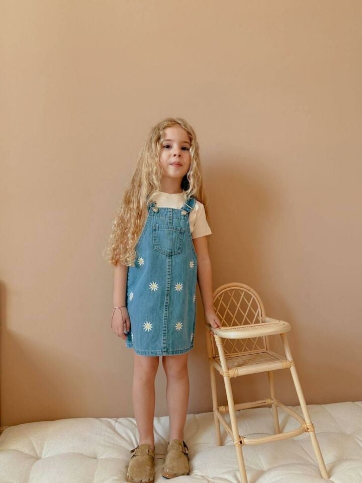 Kız Çocuk (Tekli BLUZ DAHİL DEĞİL) Kot Jile Elbise Salopet 2642