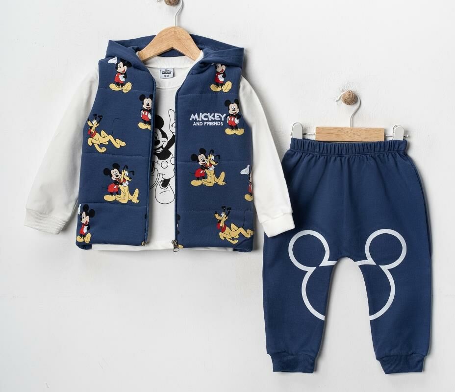 Erkek Bebek 3’lü – Yelek, Sweatshirt & Alt Takım 07173L