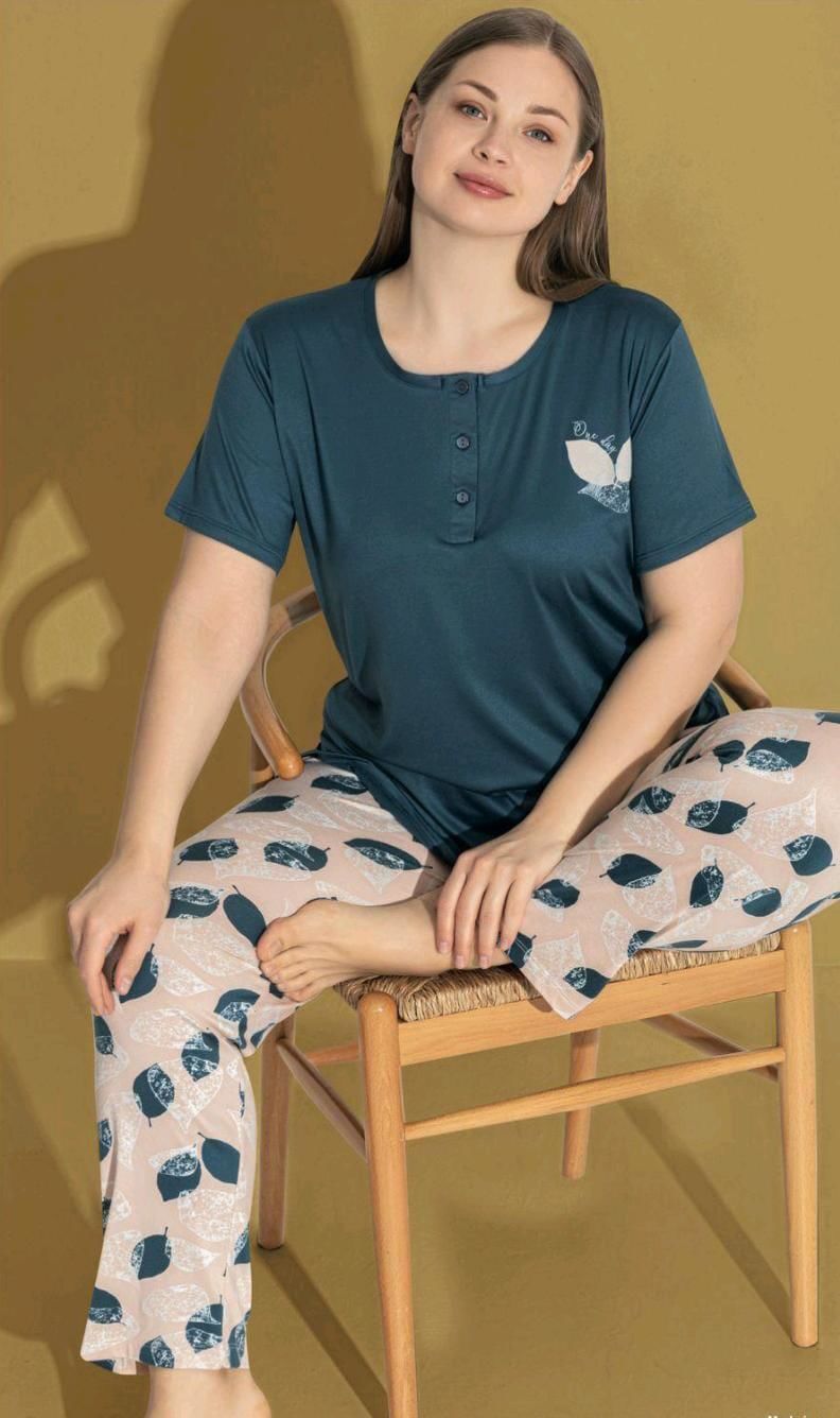 Kadın Battal Büyük Beden Kısa Kol Pijama Takımı 9567