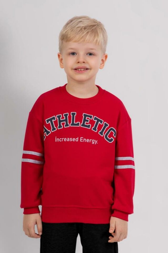 Erkek Çocuk 3 İplik Sweatshirt & Siyah Eşofman Altı 2’li Takım – Spor Günlük Kombin 4073KI