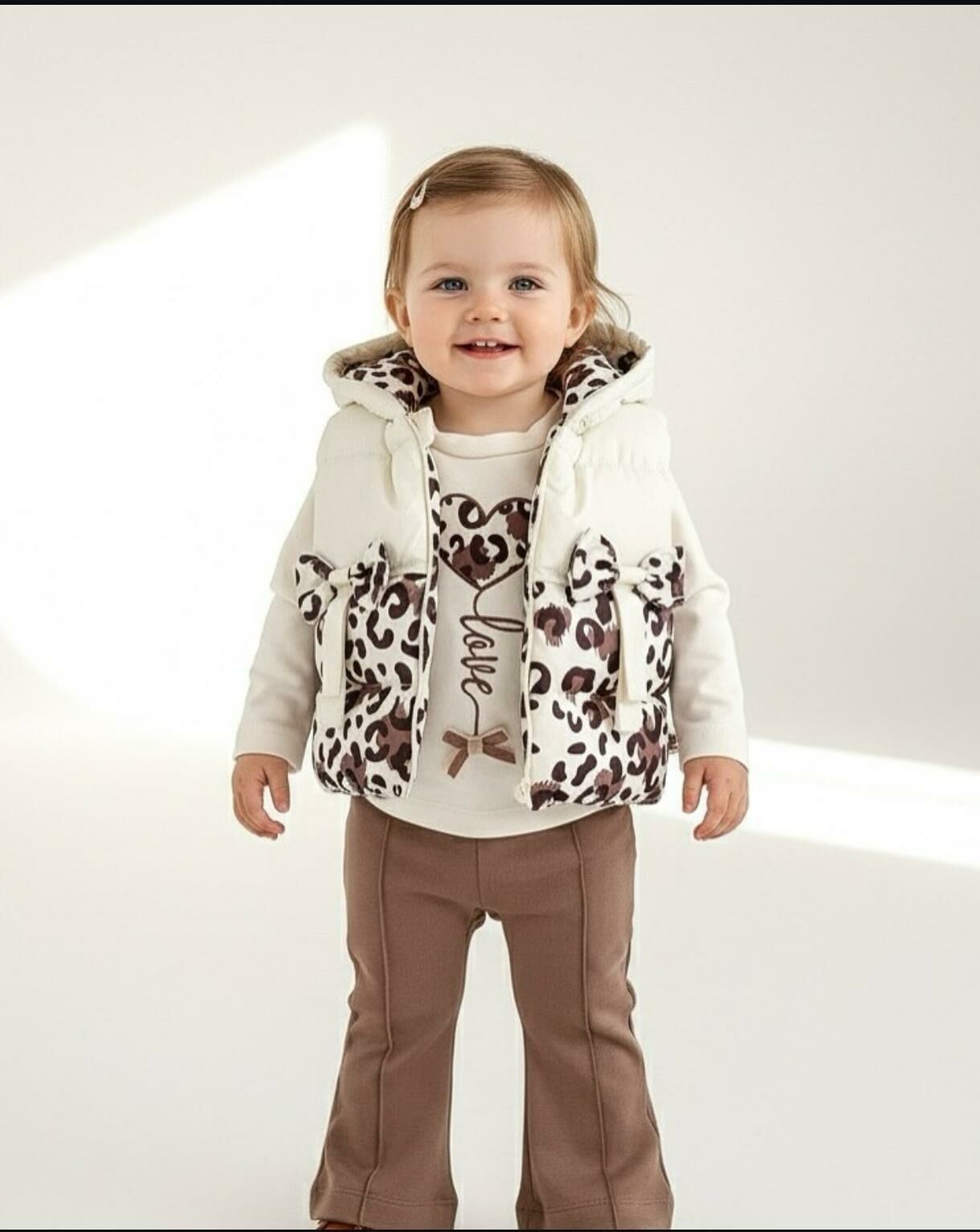 Kız Bebek 3’lü Takım –Sweatshirt, Yelek ve Pantolon 05213 K