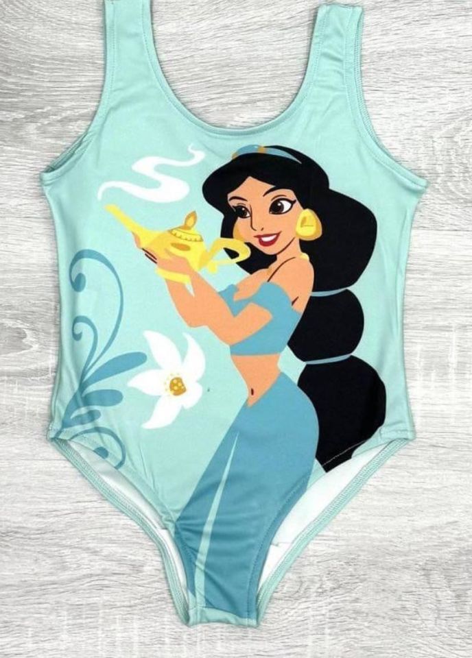 Disney Prenses Jasmine Baskılı Kız Çocuk Mayo -5556- Mavi