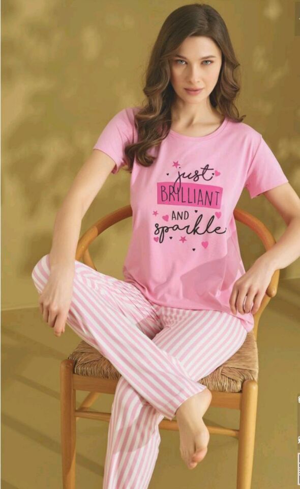 Kadın Kısa Kol Pijama Takımı  Alt Üst  Takım 1618