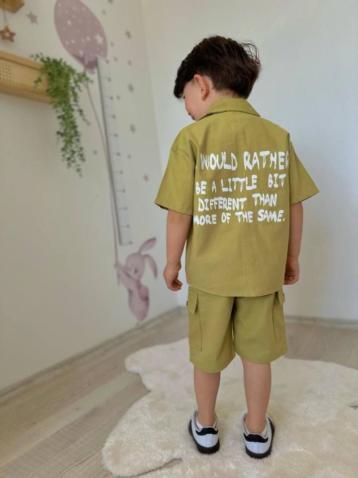 Erkek Çocuk Gabardin Kumaş 3'lü Kısa Kol Alt Üst Takım J-3000