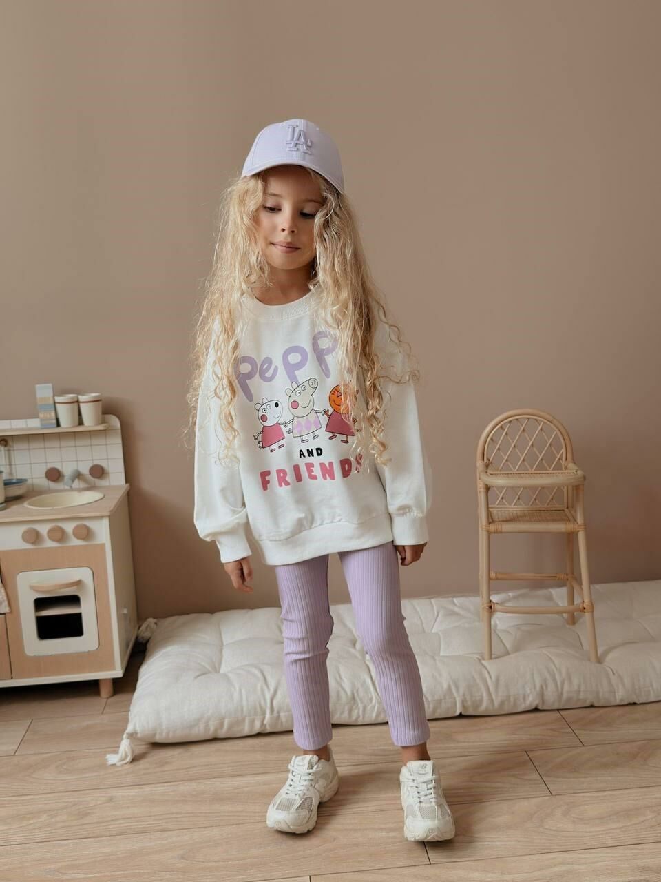 Kız Çocuk Peppa Pig Baskılı Kız Çocuk Sweatshirt - Tayt  Takım 4057L