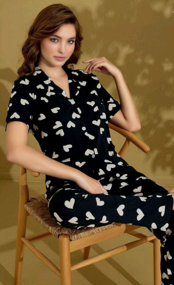Kadın Alt Üst Düğmeli  Pijama Takımı 52033