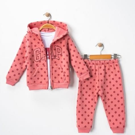 Kız Bebek 3’lü – Kapüşonlu Hırka, Tişört ve Alt Takım 06142P
