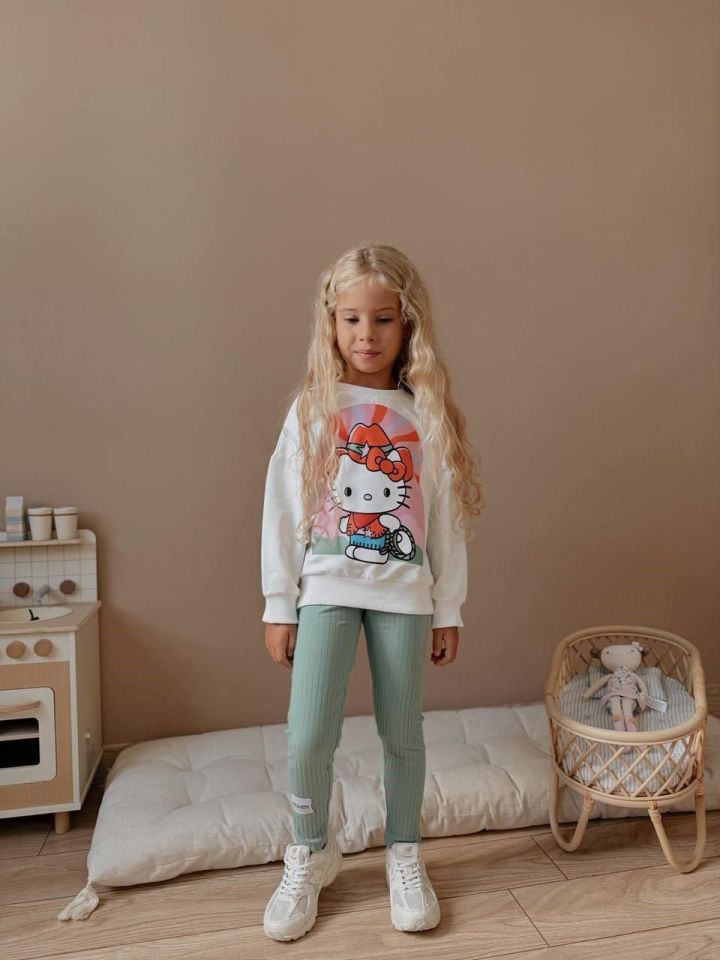 Kız Çocuk Baskılı Sweatshirt - Tayt 4037 Y