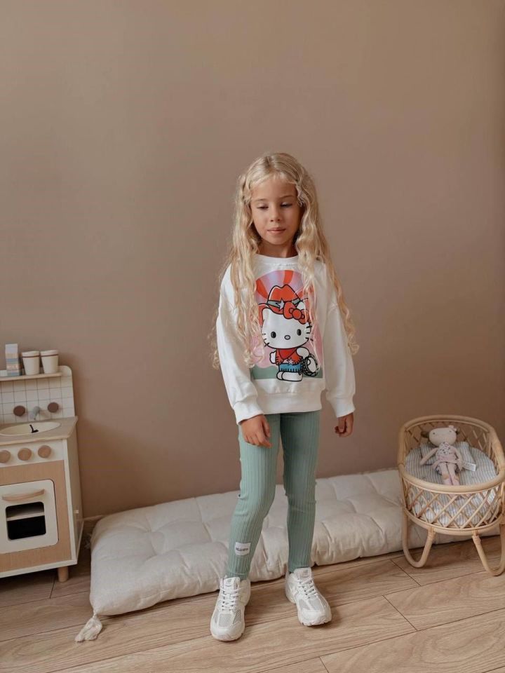 Kız Çocuk Baskılı Sweatshirt - Tayt 4037 Y