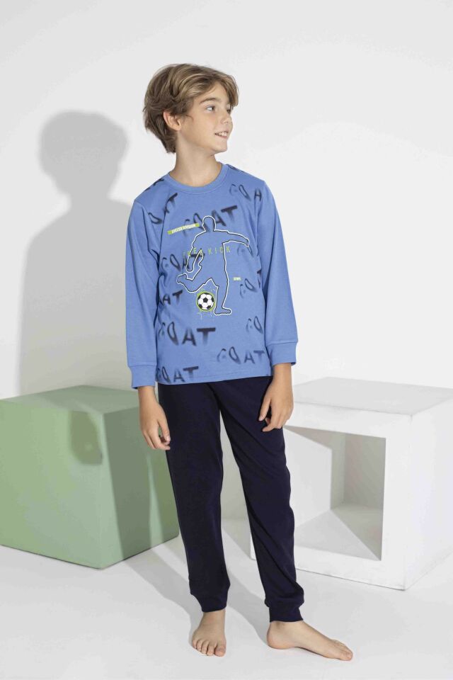 Erkek Çocuk Uzun Kol İnterlook Pamuklu Pijama Takımı 7407M