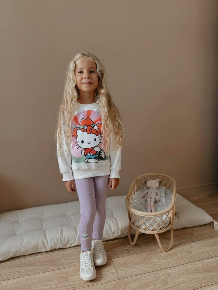 Kız Çocuk Baskılı Kız Çocuk Sweatshirt - Tayt 4037 L