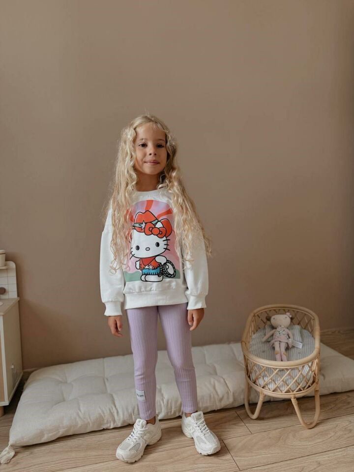 Kız Çocuk Baskılı Kız Çocuk Sweatshirt - Tayt 4037 L