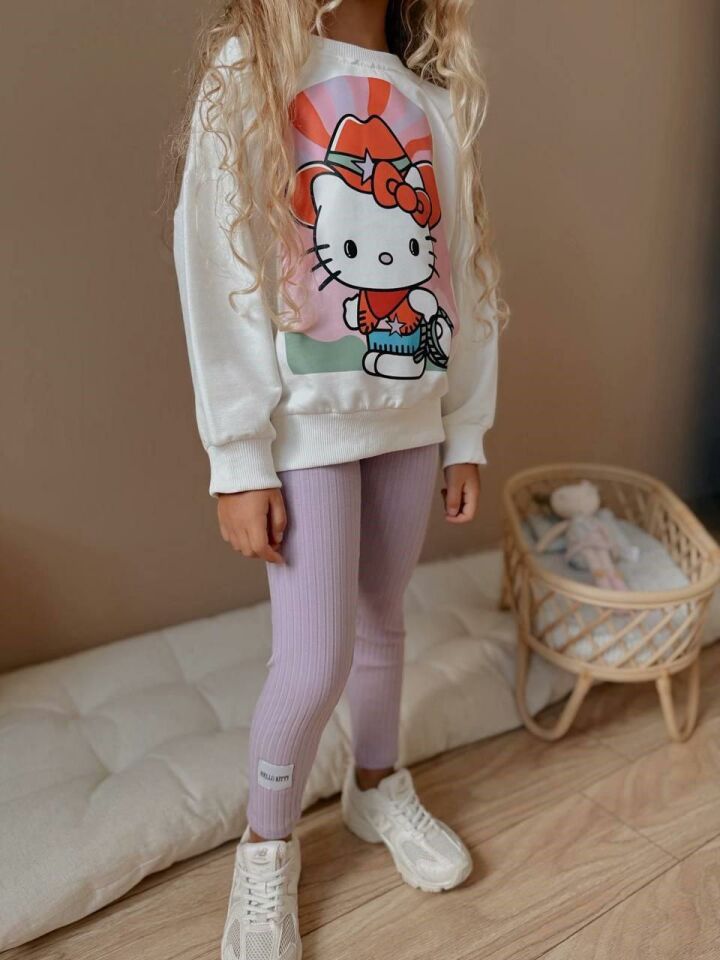 Kız Çocuk Baskılı Kız Çocuk Sweatshirt - Tayt 4037 L