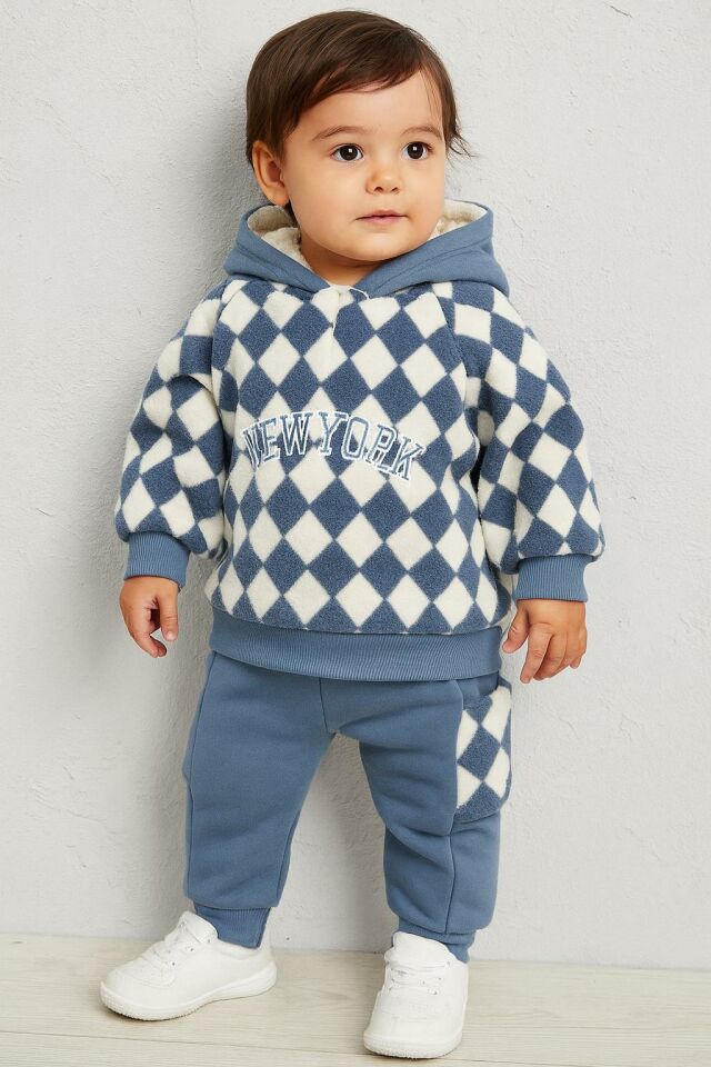 Erkek  Çocuk 2’li Takım – Kapüşonlu Peluş Sweatshirt & Cepli Eşofman Altı (1-4 Yaş) 10721
