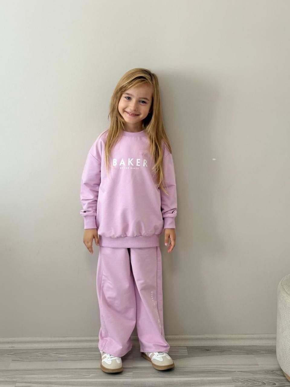 Kız Çocuk Pudra Sweatshirt ve Eşofman Alt Takımı Garson Boy  5003PU