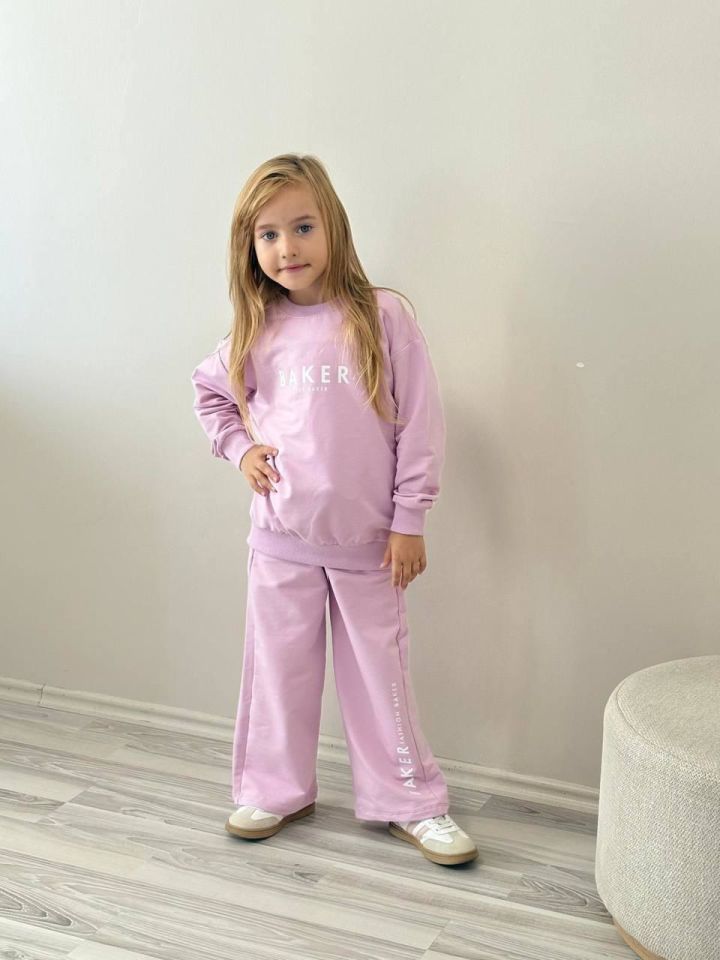 Kız Çocuk Pudra Sweatshirt ve Eşofman Alt Takımı Garson Boy  5003PU