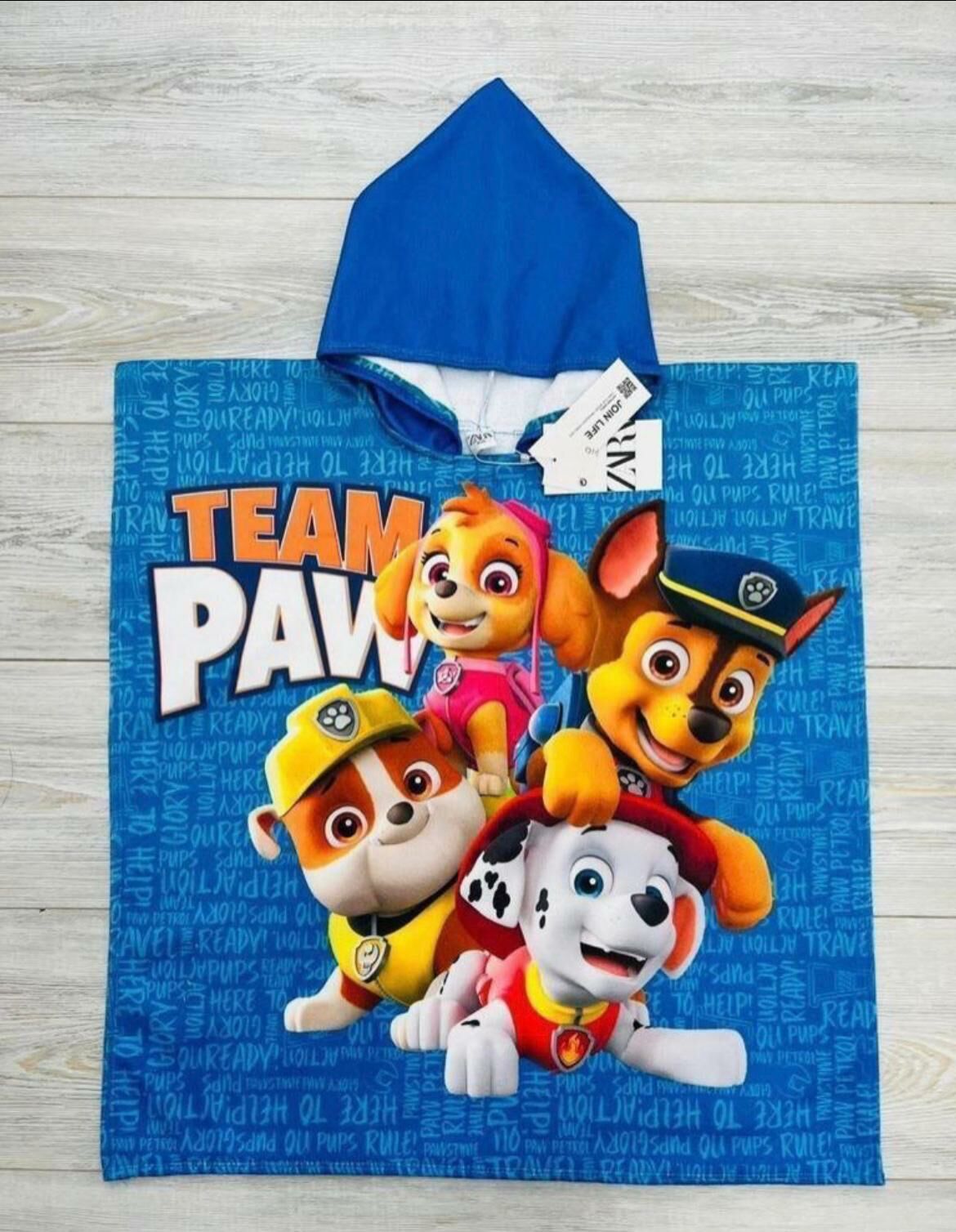 Erkek Çocuk Paw Team Baskılı Panço Havlu 1441