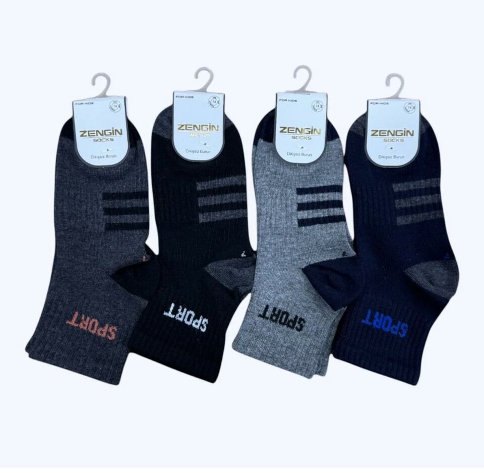 Dikişsiz Sport Desenli Erkek Çocuk Soket Çorabı 3120