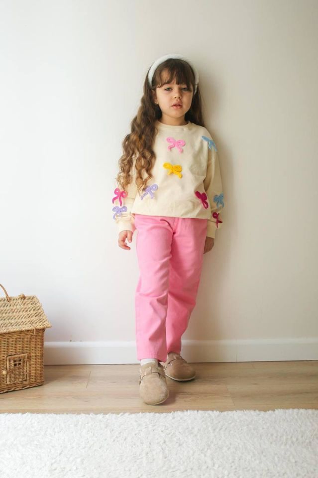 Kız Çocuk Bluz Kot Jean Pantolob Alt Üst Takım j-570