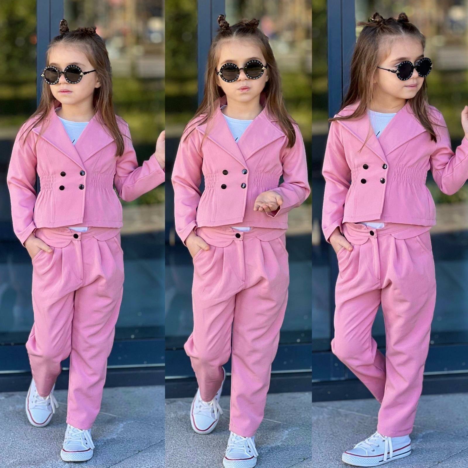 Kız Çocuk Tarz 3 Parça Ceketli Takım 90711PU
