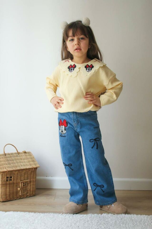 Kız Çocuk Bluz Kot Jean Pantolon Alt Üst Takım 5825