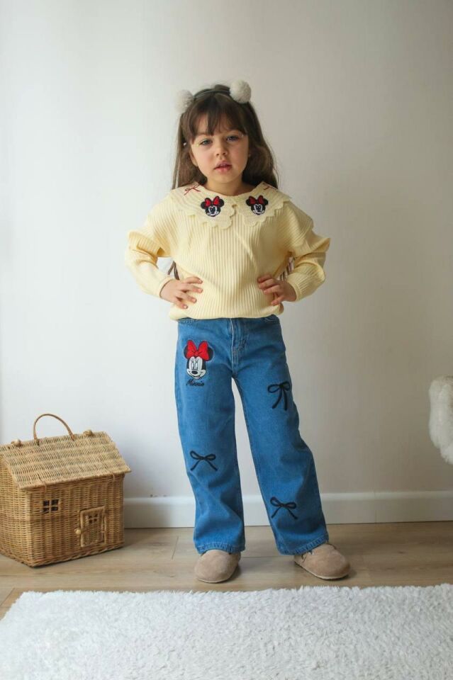 Kız Çocuk Bluz Kot Jean Pantolon Alt Üst Takım 5825