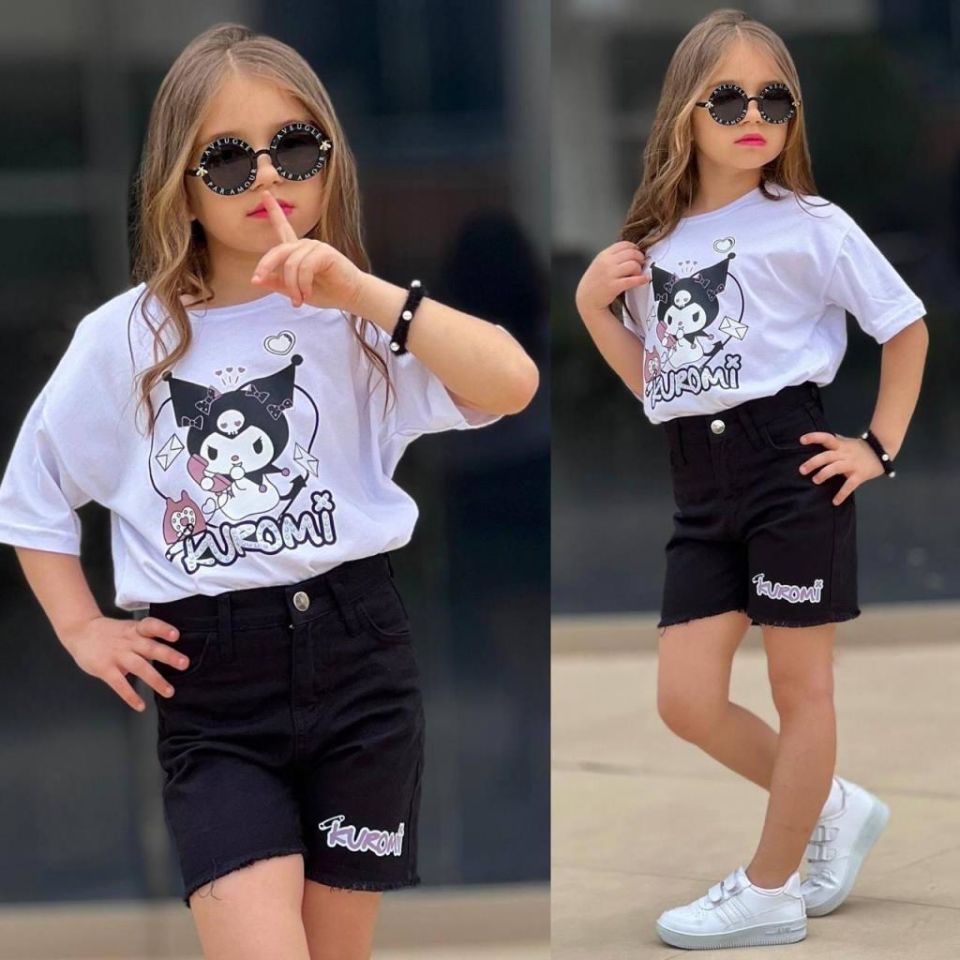 Kız Çocuk Tarz Şort Takım Bluz+Şort Takım 2601B