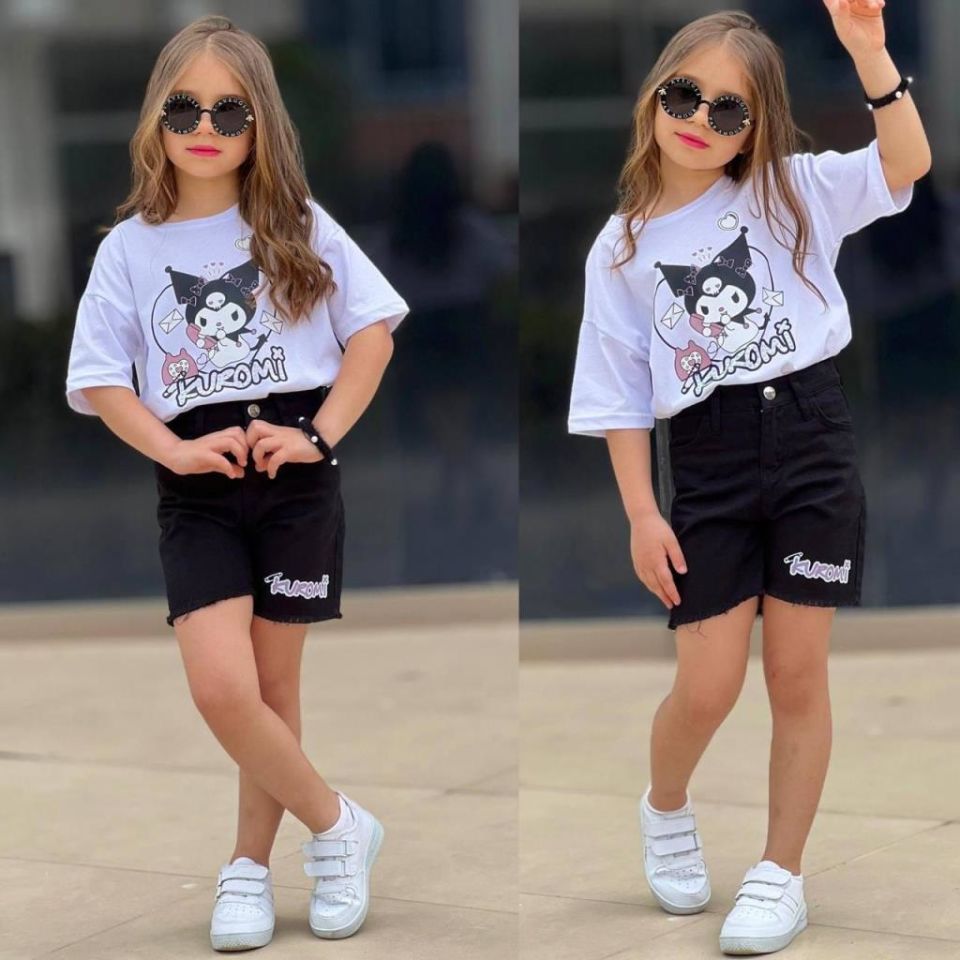 Kız Çocuk Tarz Şort Takım Bluz+Şort Takım 2601B