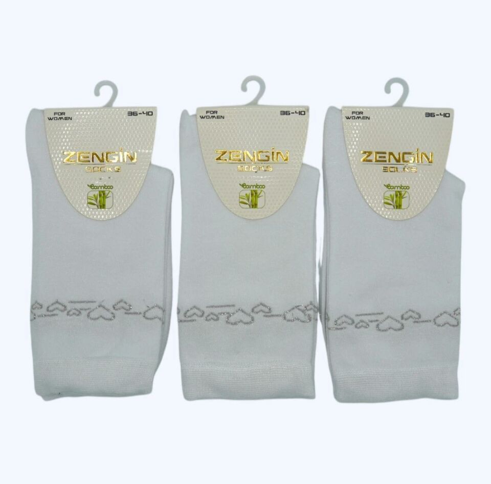 Bamboo 3'lü Love Kadın Soket Çorap 3300 B