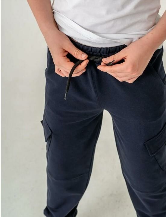 Lacivert Çift Kargo Cepli  Erkek Çocuk Eşofman Altı 6456L