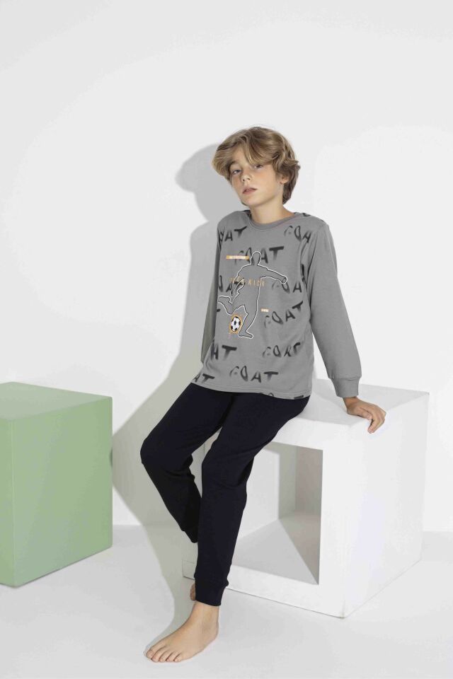 Erkek Çocuk Uzun Kol İnterlook Pamuklu Pijama Takımı 7407G