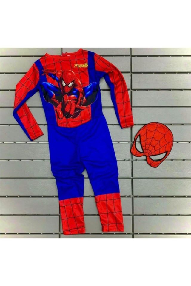 Erkek Çocuk Spiderman Kostümü Yeni Örümcek Adam Kostüm Maskeli 2406