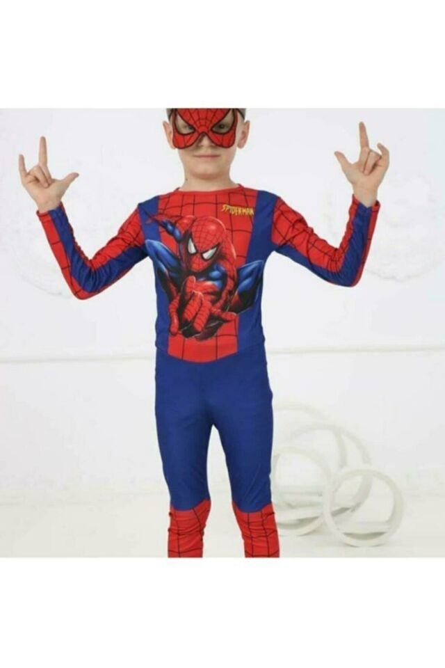 Erkek Çocuk Spiderman Kostümü Yeni Örümcek Adam Kostüm Maskeli 2406 KIRMIZI - 3-4 YAŞ