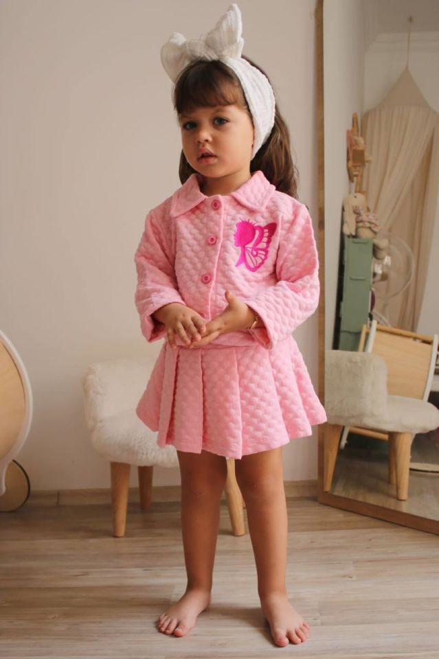 Kız Çocuk Hırkalı Etekli Takım Pembe 2510 Pembe