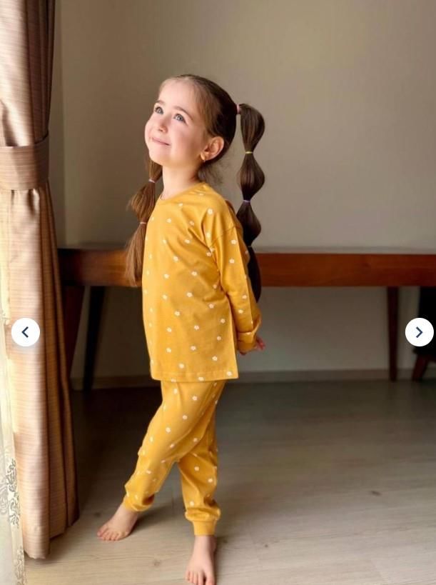 Uzun Kollu Kız Çocuk Pijama Takımı 2-8 Yaş 3214 Sarı