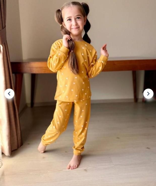 Uzun Kollu Kız Çocuk Pijama Takımı 2-8 Yaş 3214 Sarı