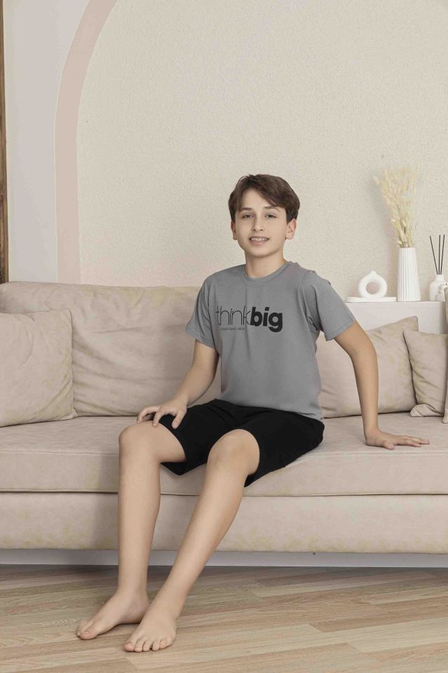 Erkek Çocuk Alt Üst Kısa Kollu Bermude Boy Şort Takım Pijama Takım 4006G