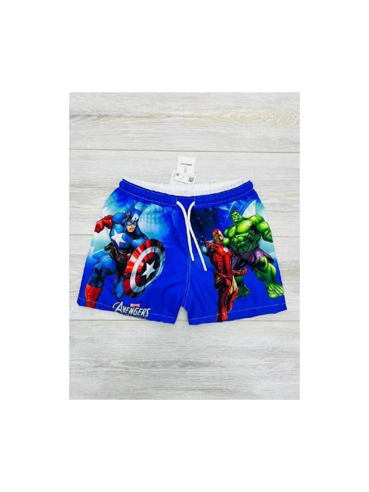 Erkek Çocuk Avengers Şort Boxer Mayo Deniz Şortu 1106