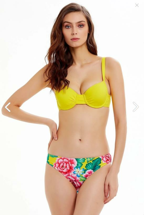 ARGENTO Sarı Çiçek Desenli Kaplı Bikini Takımı 7178