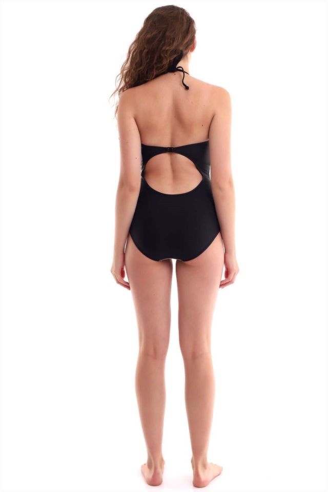 Kadın BOYUNDAN BAĞLAMALI Yanı Fileli Transparan Mayo 7270