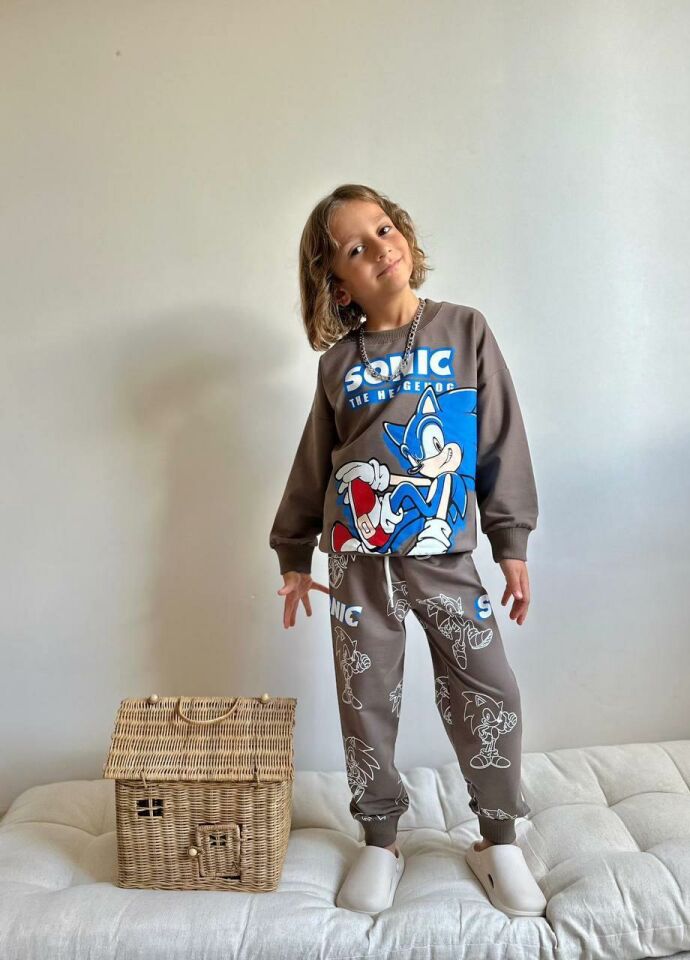 Erkek Çocuk Sonic Baskılı Alt Üst Takım -4069-k