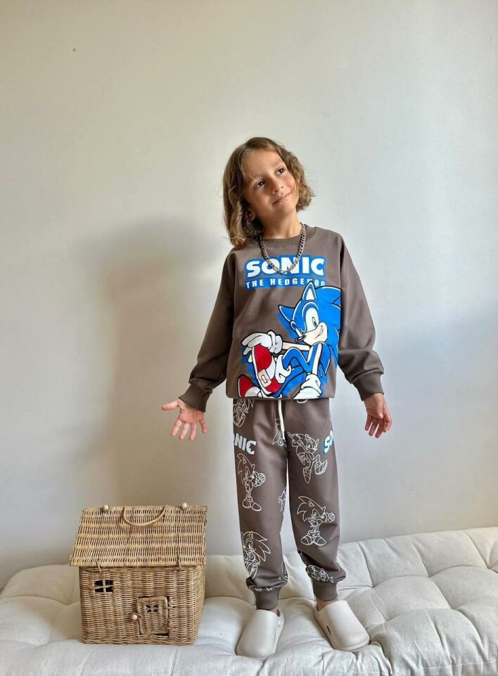 Erkek Çocuk Sonic Baskılı Alt Üst Takım -4069-k