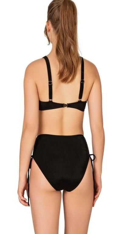 Endeep Kadın Büyük Beden Balenli Destekli Bağlama Detaylı Siyah Bikini Takımı 22278