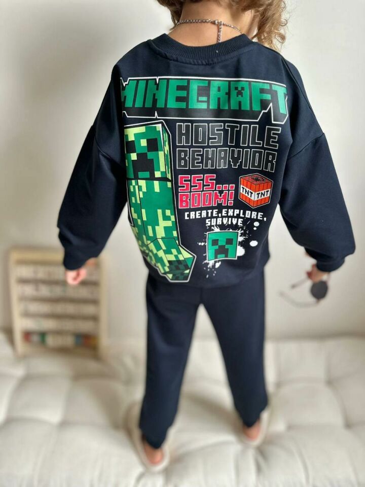 Erkek Çocuk Baskılı Siyah Eşofman Takımı - 2’li Set-4071