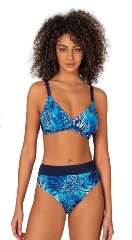 Endeep Kadın Mavi Leopar Desenli Toparlayıcı Bikini Takımı 22336