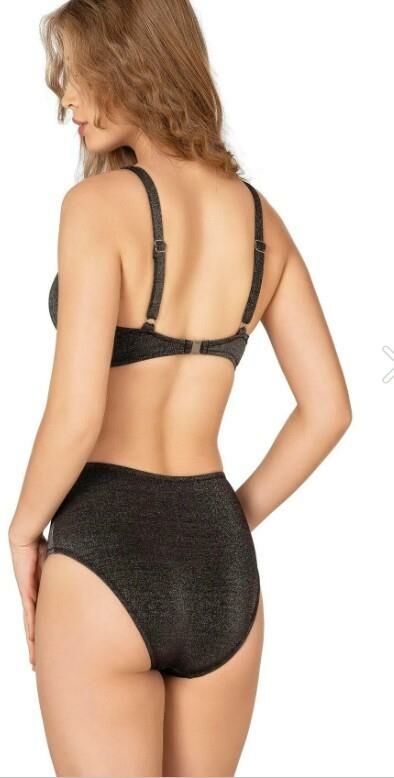 Endeep Kadın Siyah Simli Toparlayıcı Yüksek Bel Bikini Takımı 22301