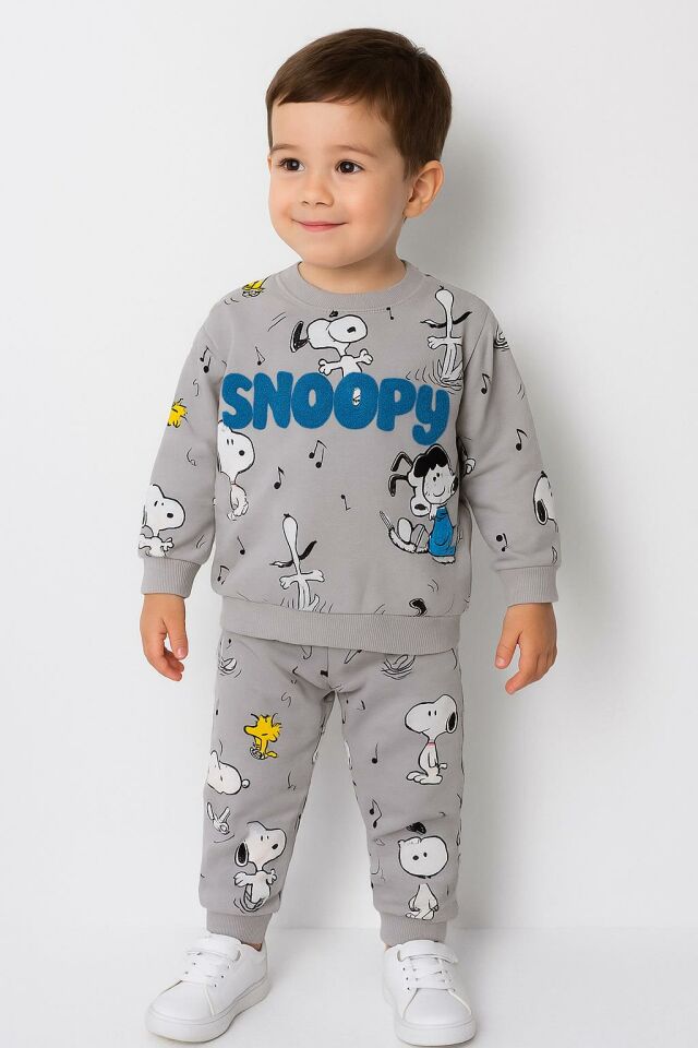 Erkek Çocuk Baskılı Çocuk Eşofman Takımı - Sweatshirt & Alt Eşofman-0016 G