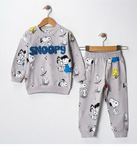 Erkek Çocuk Baskılı Çocuk Eşofman Takımı - Sweatshirt & Alt Eşofman-0016 G
